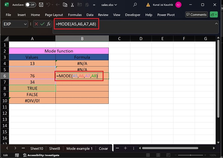 Excel MODE 函数 13