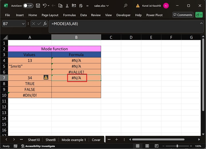 Excel MODE 函数 16