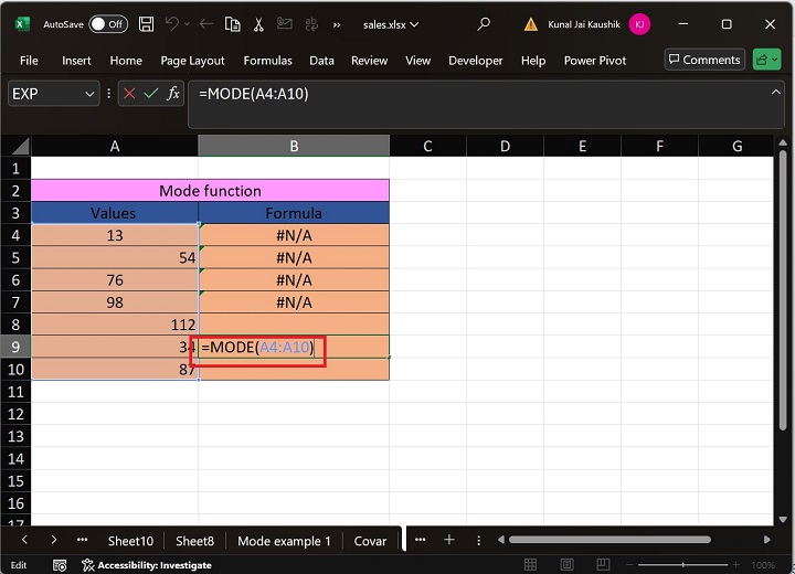 Excel MODE 函数 17