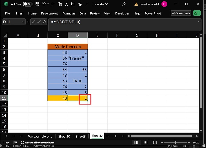 Excel MODE 函数 6