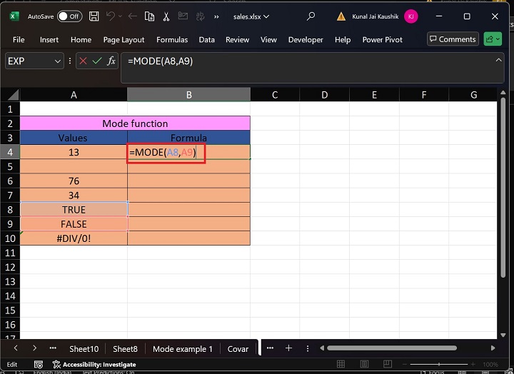 Excel MODE 函数 7