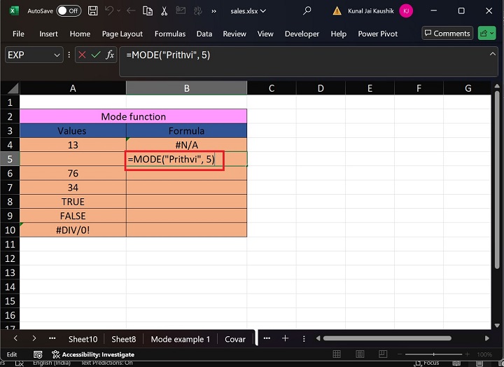 Excel MODE 函数 9