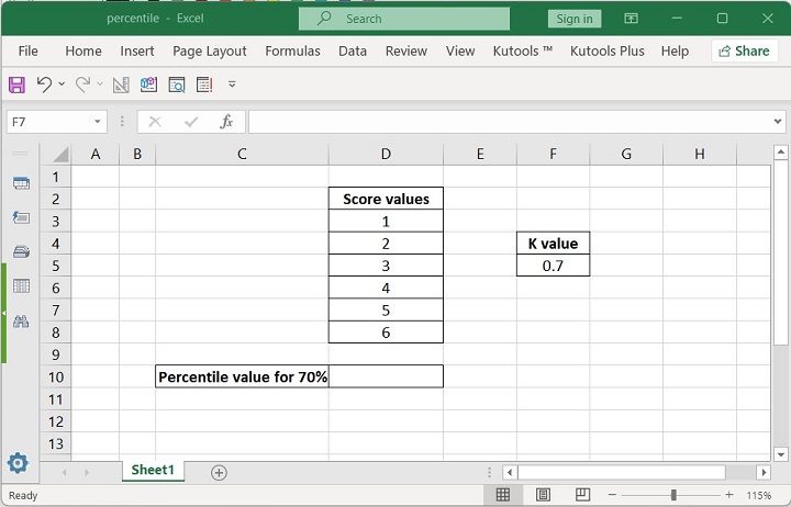 Excel PERCENTILE Function 1