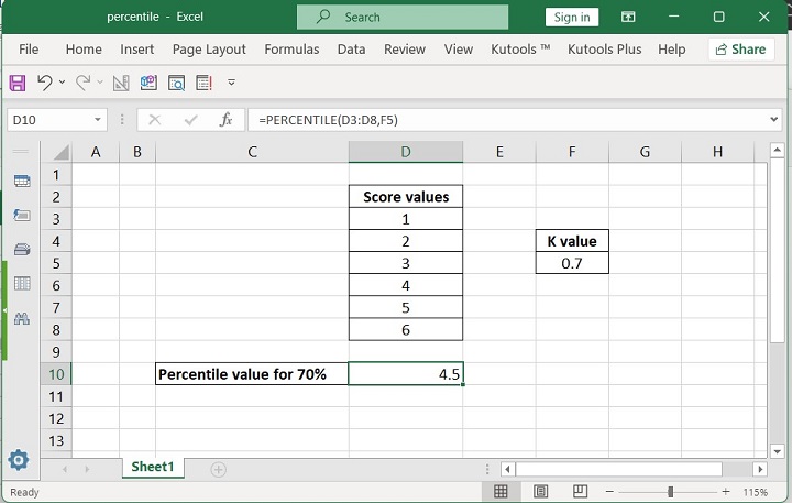 Excel PERCENTILE 函数 3