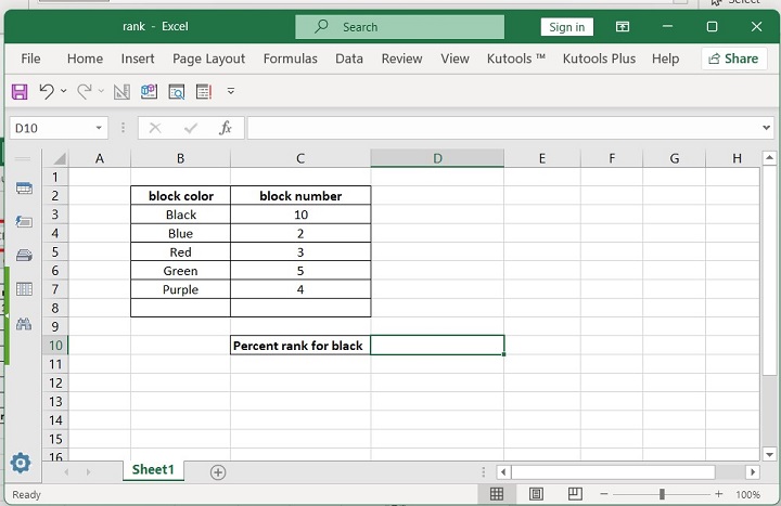 Excel PERCENTRANK 函数 1