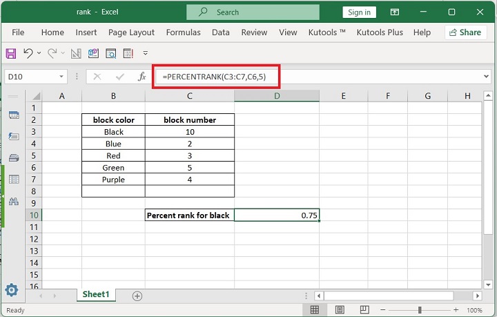 Excel PERCENTRANK 函数 3