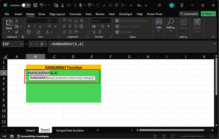 Excel RANDARRAY 函数 1