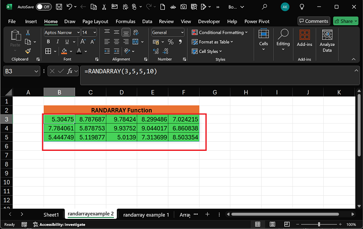 Excel RANDARRAY 函数 4