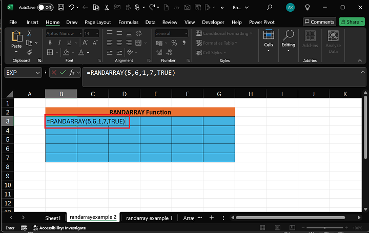 Excel RANDARRAY 函数 5