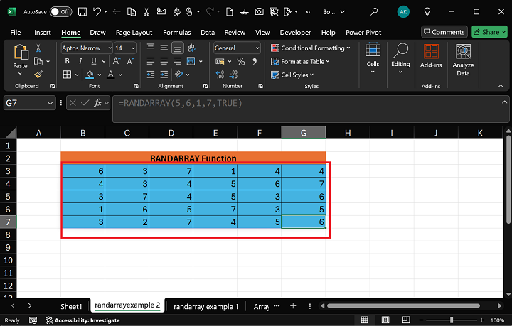 Excel RANDARRAY 函数 6