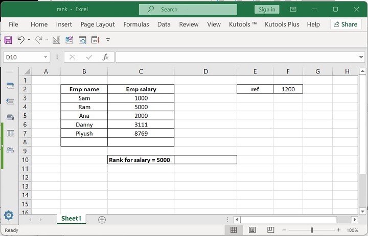 Excel RANK 函数 4