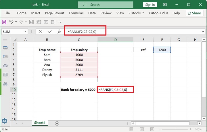 Excel RANK 函数 5