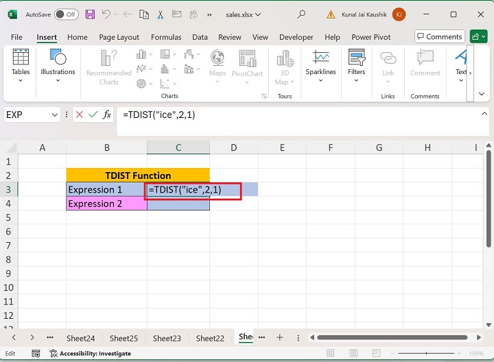 Excel TDIST 函数 11