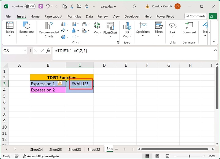 Excel TDIST 函数 12