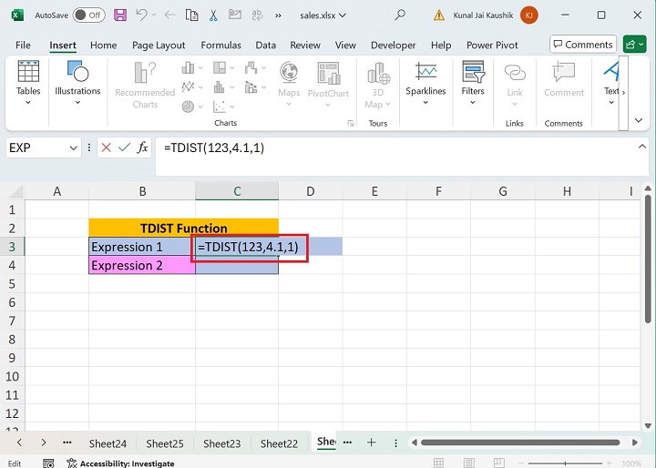 Excel TDIST 函数 9