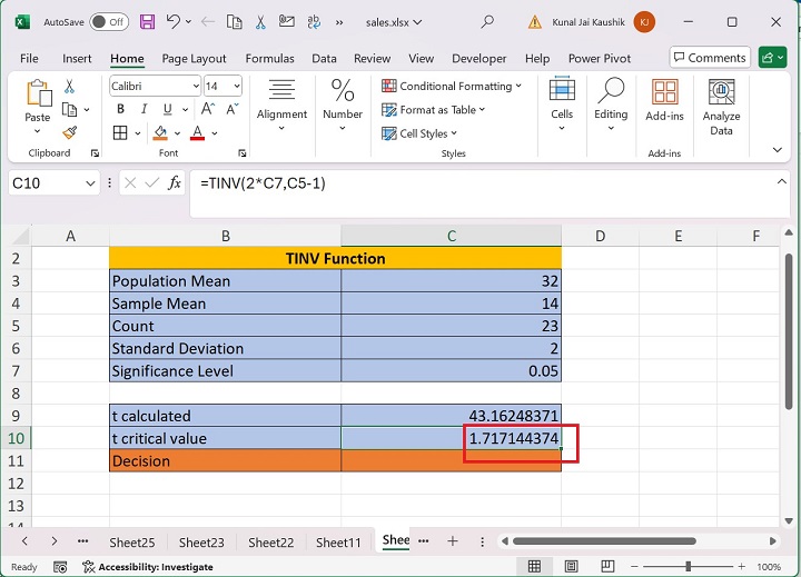 Excel TINV 函数 4