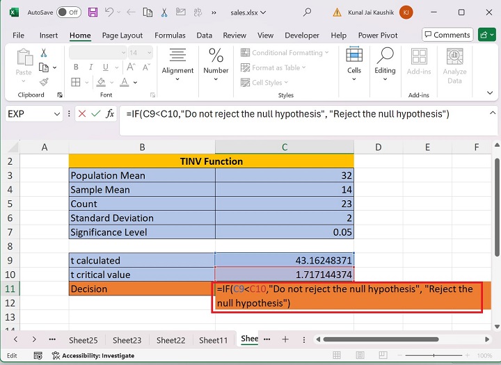 Excel TINV 函数 5