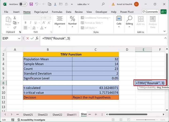 Excel TINV 函数 9