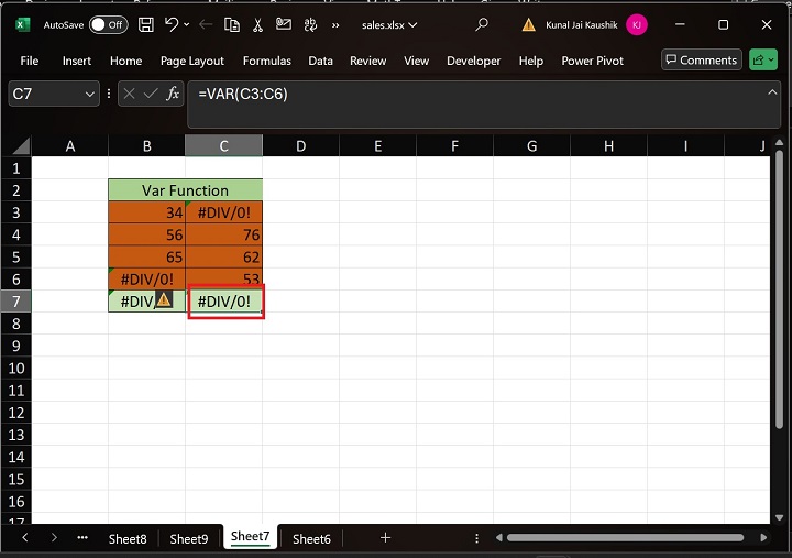 Excel VAR 函数 11