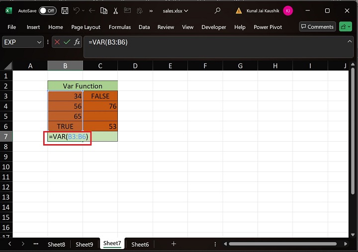 Excel VAR 函数 12