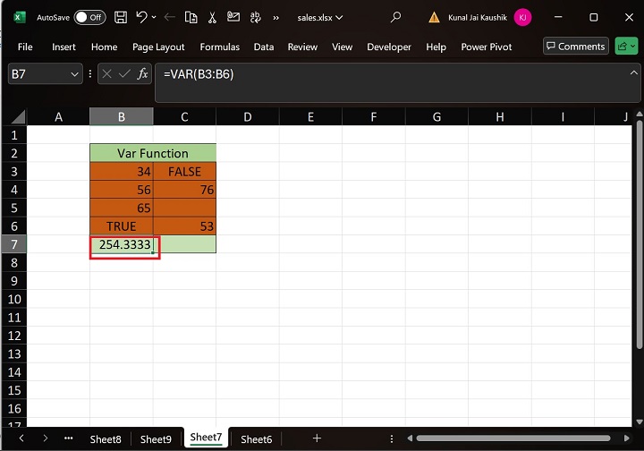 Excel VAR 函数 13