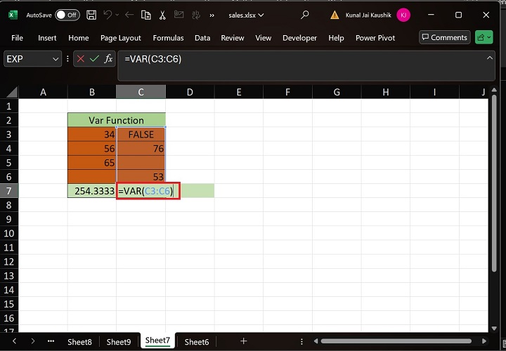 Excel VAR 函数 14