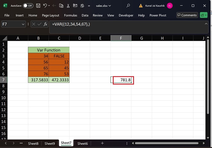 Excel VAR 函数 17