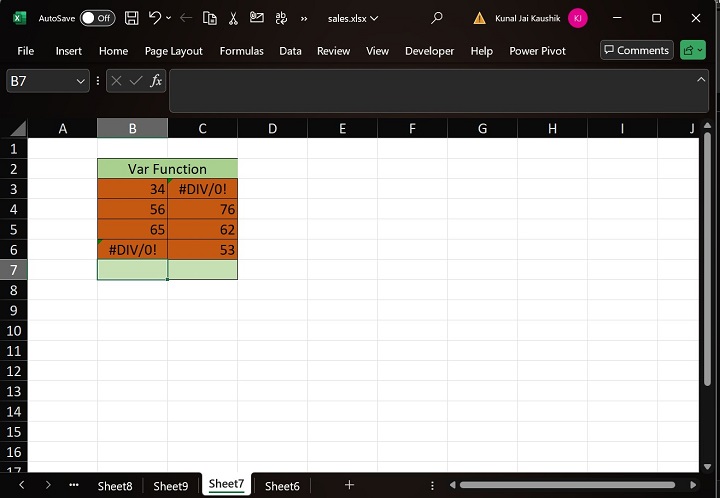 Excel VAR 函数 8