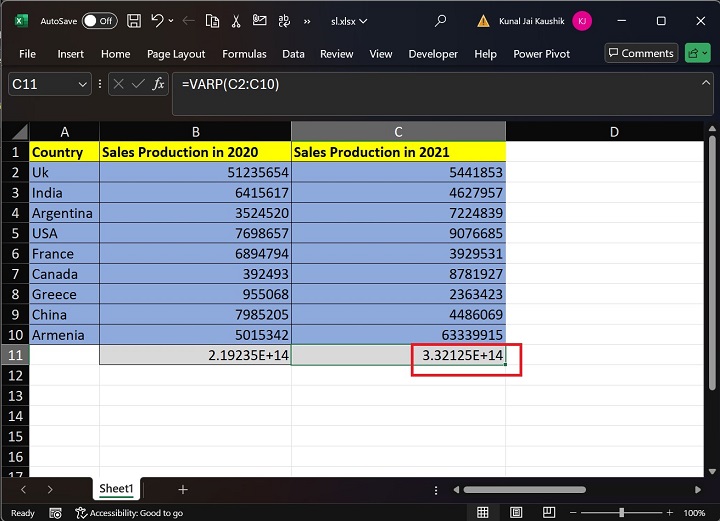 Excel VARP 函数 3