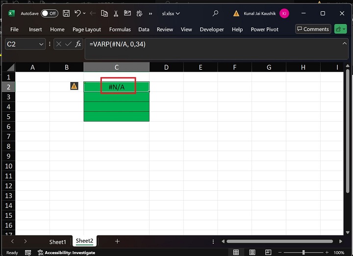 Excel VARP Function 7