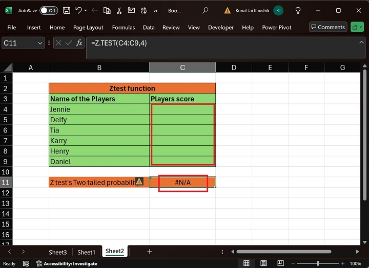 Excel ZTEST 函数 10