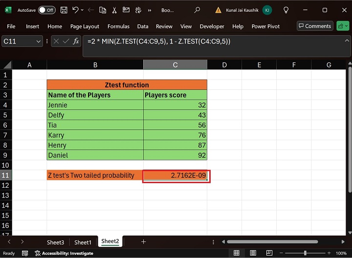 Excel ZTEST 函数5