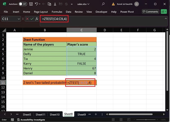 Excel ZTEST 函数 7