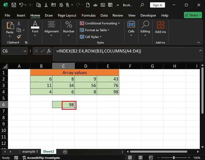 Extracting Last Cell Value in Array2