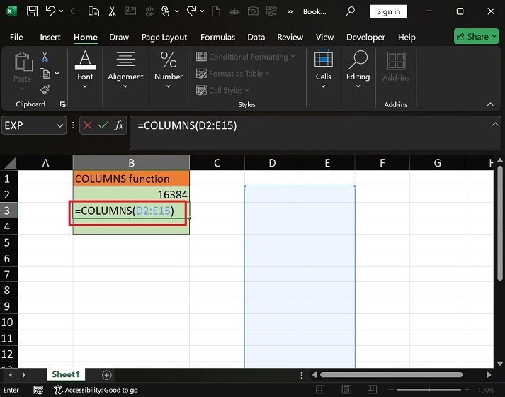 如何在 Excel3 中应用 COLUMNS 函数