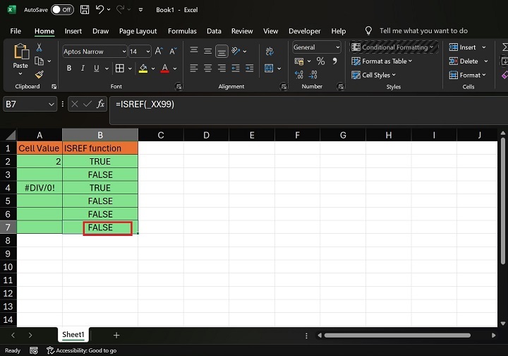 如何在 Excel11 中执行 ISREF 函数