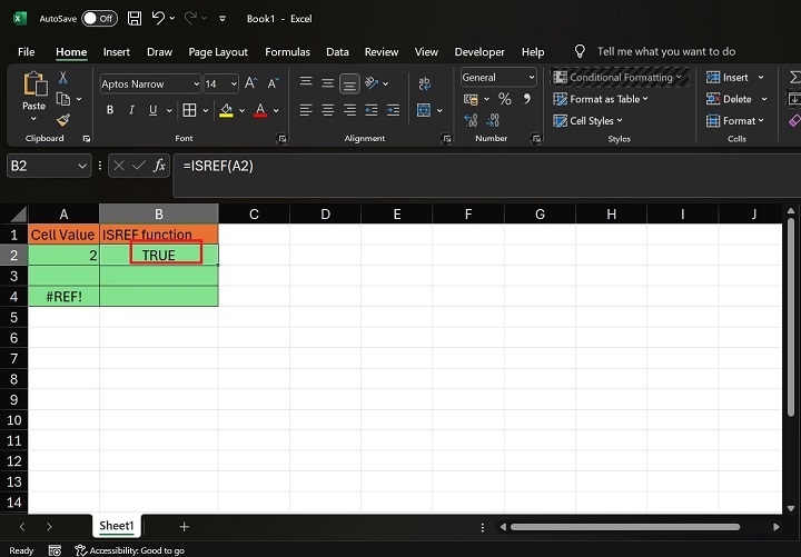 如何在 Excel2 中执行 ISREF 函数