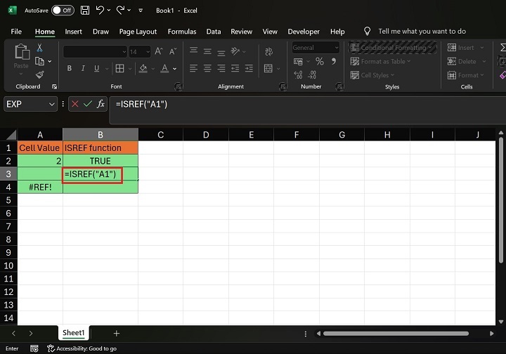 如何在 Excel3 中执行 ISREF 函数