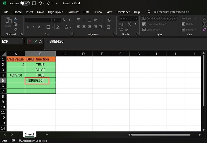 如何在 Excel6 中执行 ISREF 函数