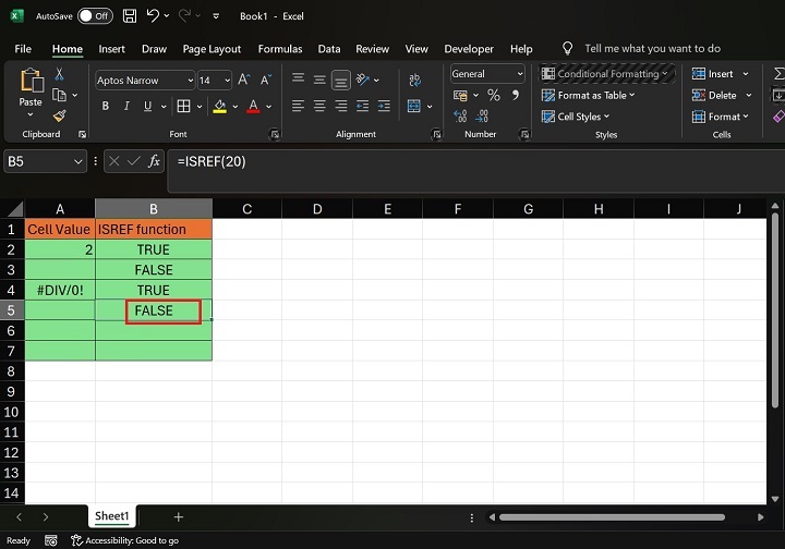 如何在 Excel7 中执行 ISREF 函数