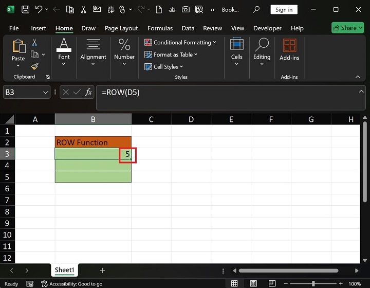 如何在 Excel2 中使用 ROW 函数