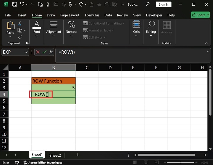 如何在 Excel3 中使用 ROW 函数