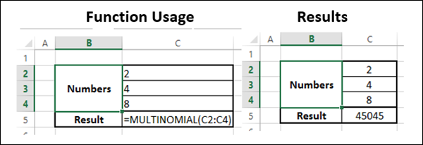 MULTINOMIAL 函数