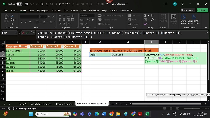 EXCEL 1 中的嵌套 XLOOKUP