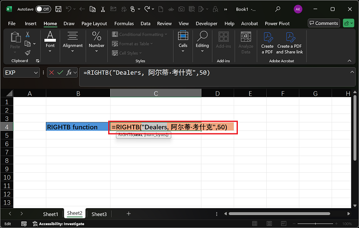 RIGHTB Function in Excel 8