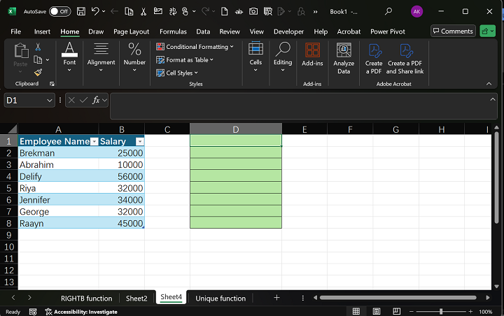 Excel 中的 SORT 函数