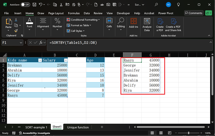 Excel 2 中的 SORTBY 函数