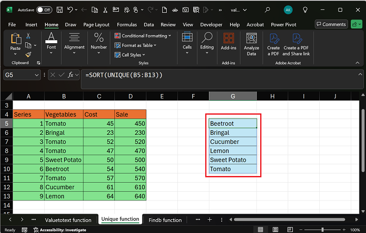 Excel 4 中的 UNIQUE 函数