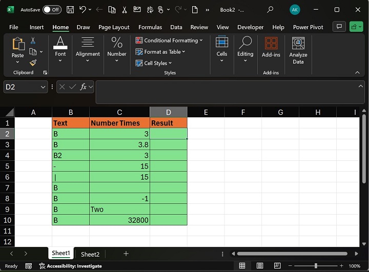 在 Excel1 中使用 REPT 函数