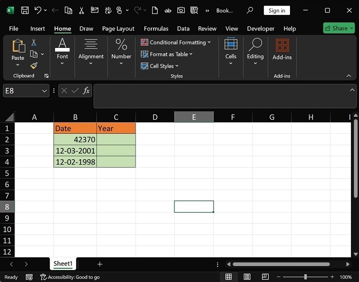 YEAR 函数在 Excel1 中的作用是什么